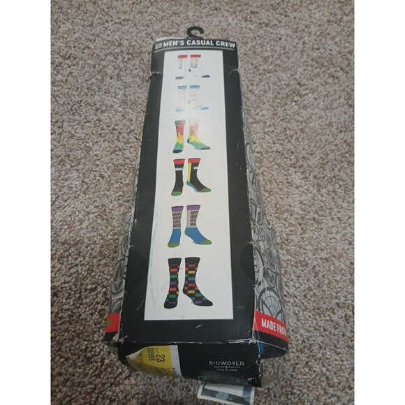 Bioworld Marvel Men`s Casual Crew Socks Fits Shoe Size (8-12) 6 Pairs - Picture 2 of 4